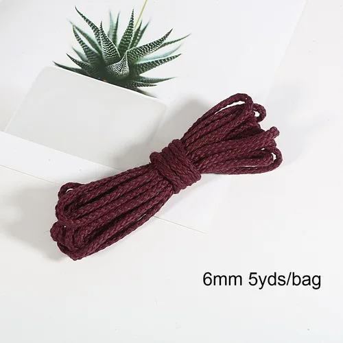 Dark Red 5 ярдов хлопковое плетение из веревок декоративный витой шнур веревка для украшения ручной работы шнурок для рукоделия моток веревки - Цвет: Dark Red