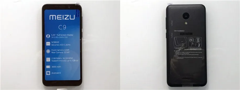 Meizu C9, 4G LTE, 2 ГБ, 16 ГБ, 5,45 дюймов, 1440x720 p, ips экран, четырехъядерный процессор, МП камера, две sim-карты, мобильный телефон