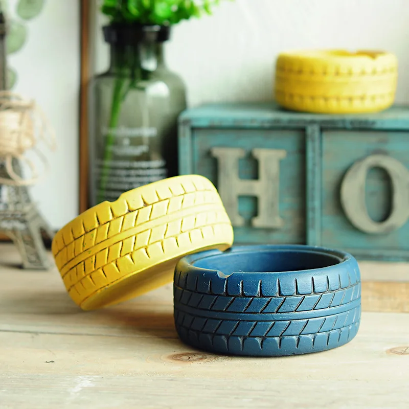 European Retro Creative Multi-Function Tire Ashtray Crafts Smoking Accessories Living Room Cement Household Merchandises | Дом и сад