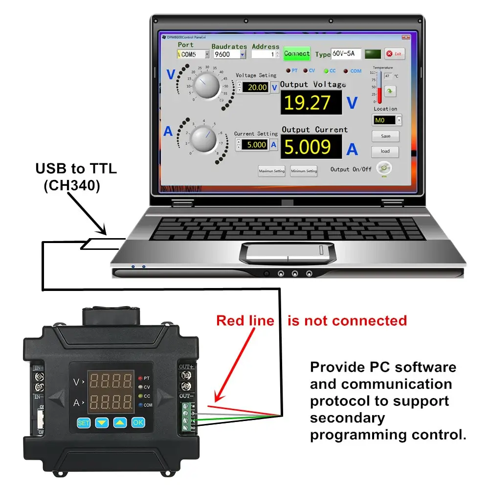 DPM8608-RF 60 V 8A цветной экран беспроводной контроль постоянного напряжения тока dc-dc понижающий источник питания линии связи