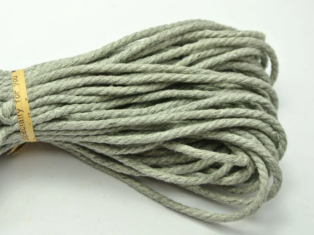 

60 Meters Grey Twisted Waxed Cotton Cord String Thread Line 2mm