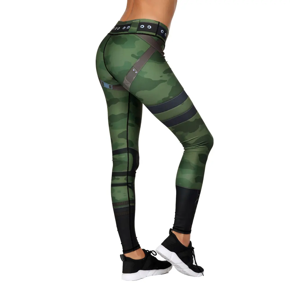 Женские винтажные камуфляжные леггинсы с 3D камуфляжным принтом обтягивающие