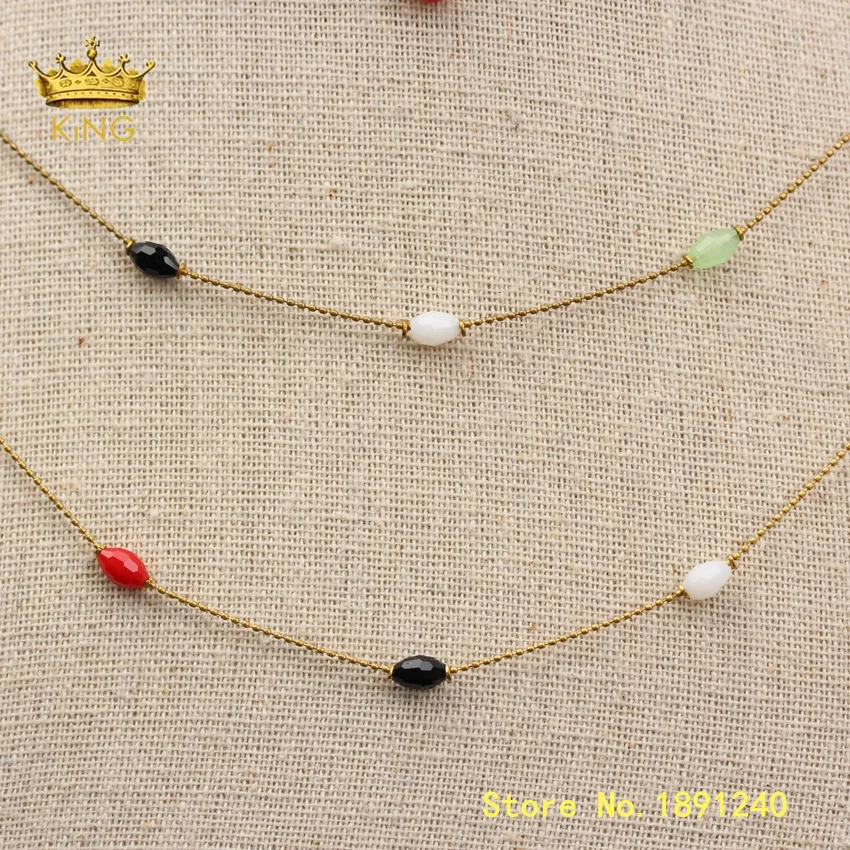 

5meters Summer Rosary Chain Jewelry,4x6mm Mixed-color Glass Faceted Loose Beaded Chains DIY Choker Glasses Chain Findings ZJ369