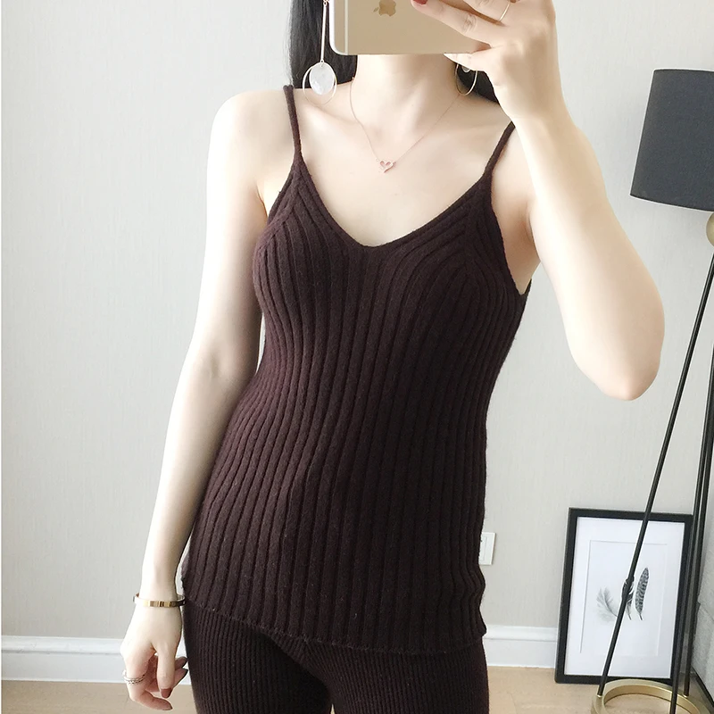 Yunshucloset весна лето новый шаблон женская вязаная шерстяная жилетка сплошной цвет V