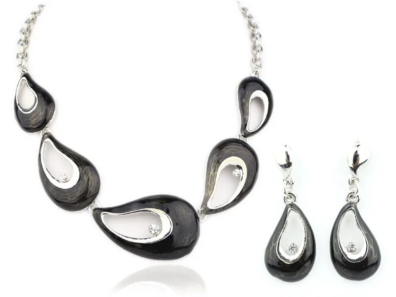 Классический высококачественный ювелирный набор в виде листьев и эмали ожерелья