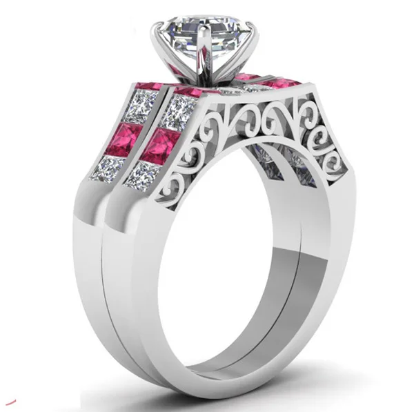 ВЫСОКОЕ качество родий обшивки pricess огранки ruby &amp clear цирконий женщины мужчины