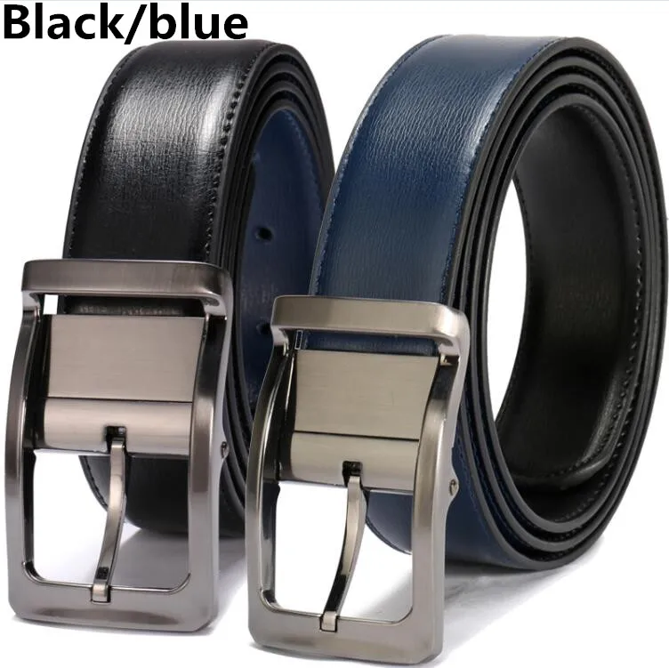 0068-BK Blue Мужской кожаный ремень, Реверсивные и регулируемые ремни для мужчин с вращающейся пряжкой ремни для мужчин больших и высоких - Цвет: 0068-BK Blue