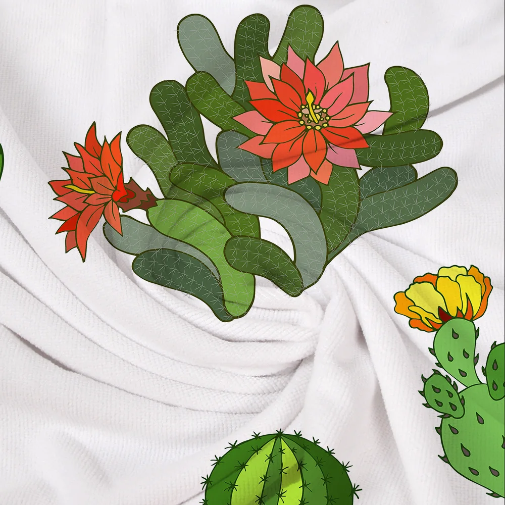 Cactus Plant Pattern Printed Rectangle Swimming Bath Towel Microfiber Shower Swimwear Blanket Beach YJ0009 | Дом и сад