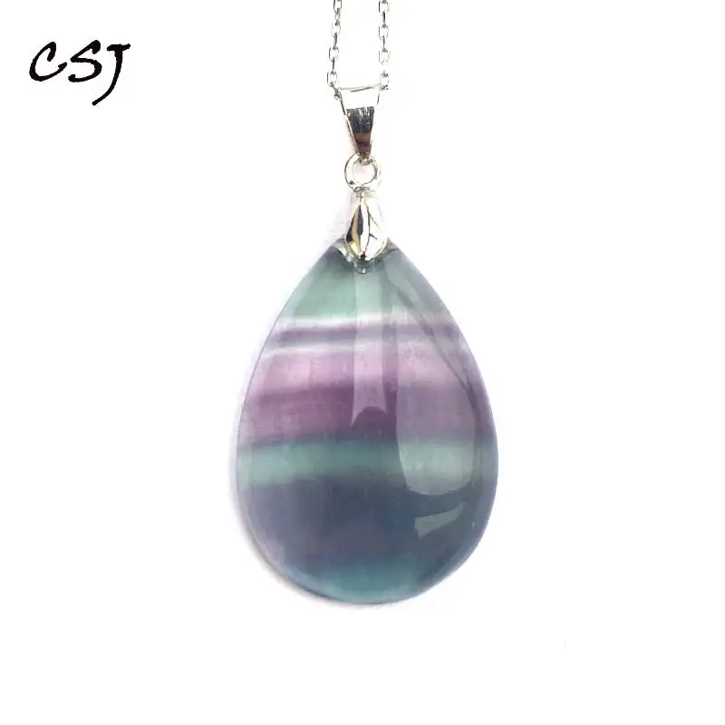 Женская флюоритовая подвеска CSJ серебряное ожерелье из натурального радужного