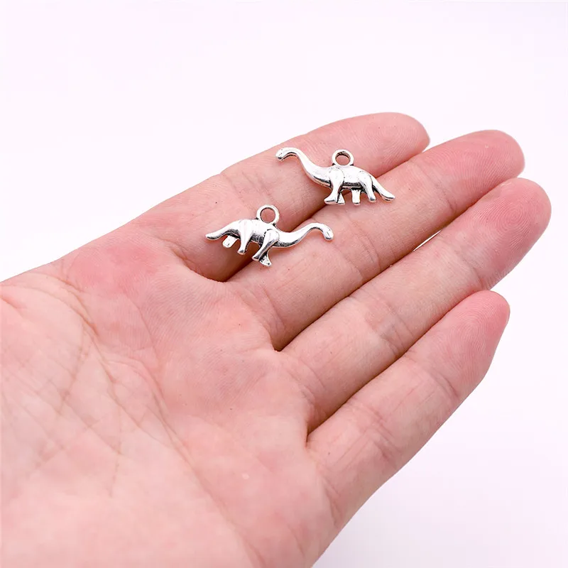 10 10pcs Dinosaur Все тибетские серебряные подвески в виде животных для самостоятельного изготовления ювелирных изделий подвески в виде единорога, лошади, Льва, оленя, Тигра для браслетов изготовление сережек - Окраска металла: 10 10pcs Dinosaur