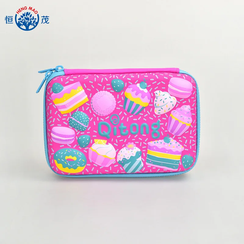 

5 Colors Kawai Pencil Case Large Capacity 3D cartoon cake Pen Pouch Bag For Girls Double zipper Cute School art Supplies gift