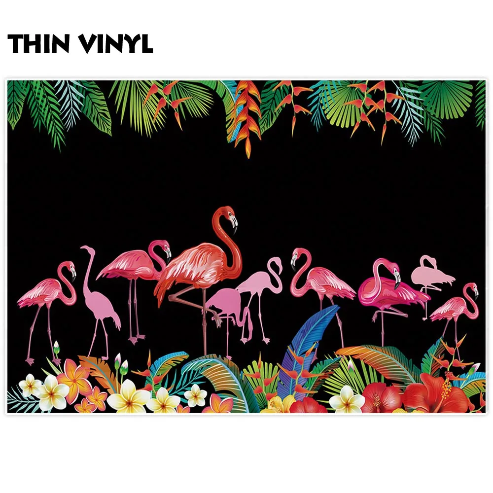 Allenjoy фон для фотосъемки листья красочные цветы черный розовый красный Фламинго