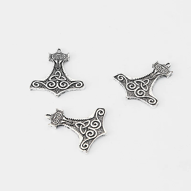 

10pcs Nordic Thor's Hammer Emboss Knot Trique Charms Pendants For Necklace Jewellery Making