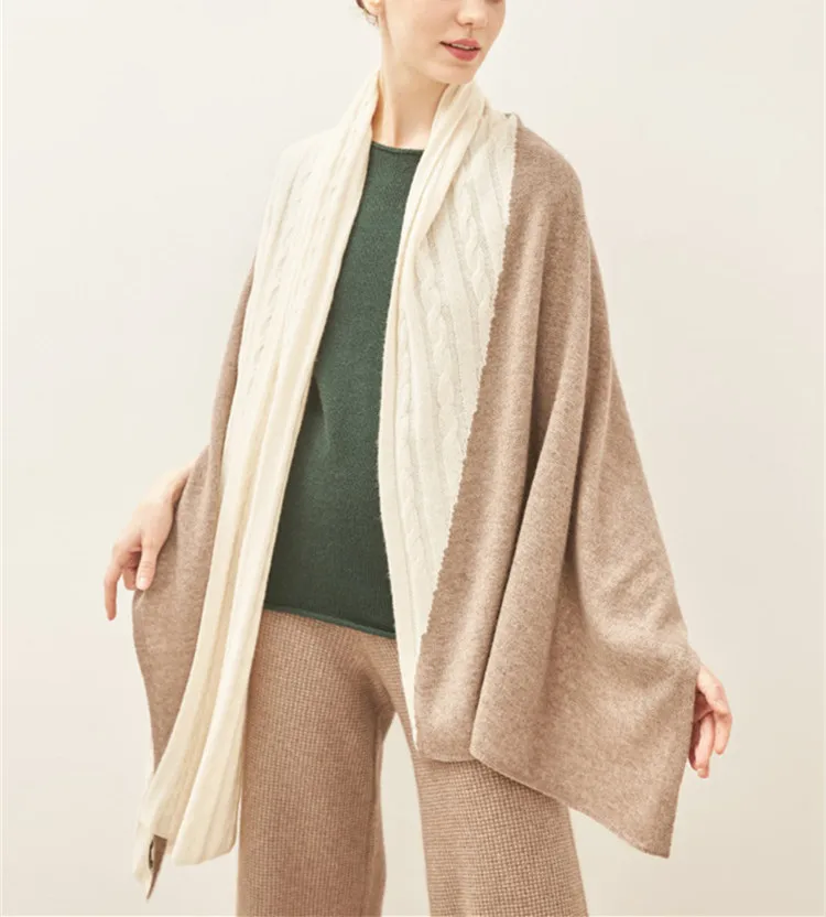 

100%cashmere patchwork knit women fashion gradient color scarfs shawl pashmina 65x180cm