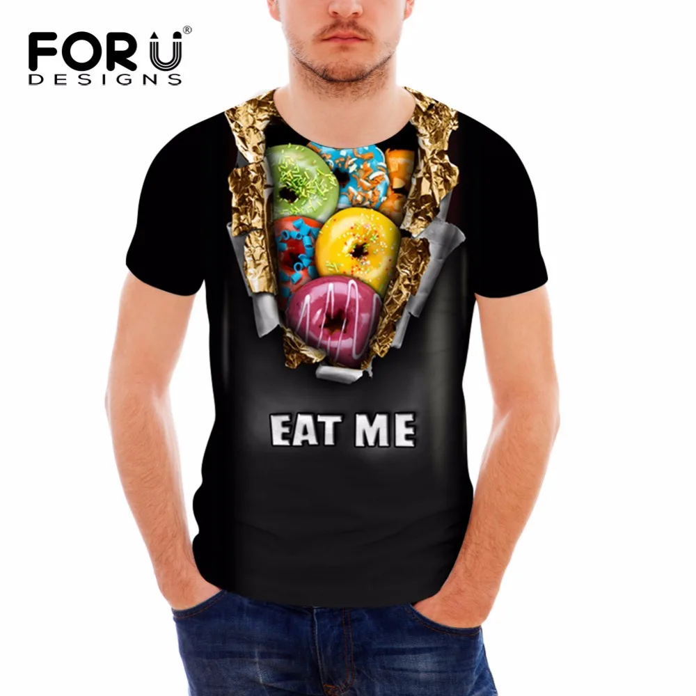 Новинка 2019 летняя Модная брендовая футболка FORUDESIGNS футболки с 3D принтом пончиков