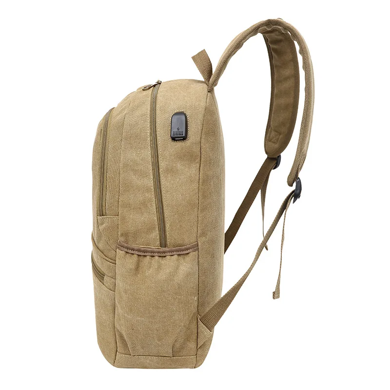 Для мужчин внешняя зарядка USB Рюкзак корейской моды холст Рюкзаки для подростков