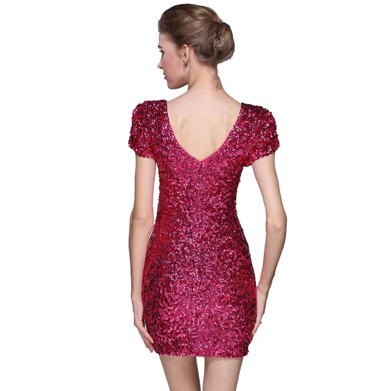 BLINGSTORY с коротким рукавом блесток женщин vestidos клуб европейский стиль блеск платье