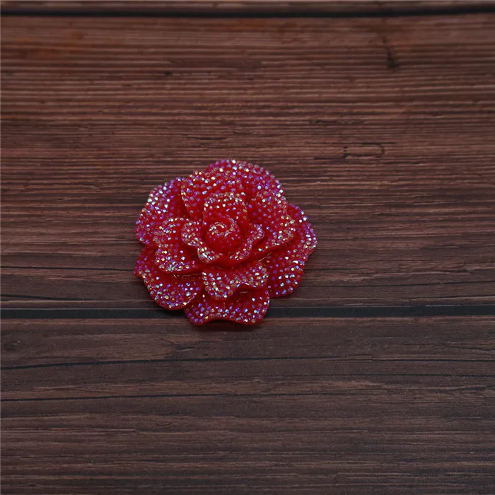 Dark Pink Cusack 4 шт. диаметр 4,5 см Роза из полимерной смолы Стразы аппликация костюм платье пуговицы клей на плоской задней панели DIY ремесла новогодний декор - Цвет: Dark Pink