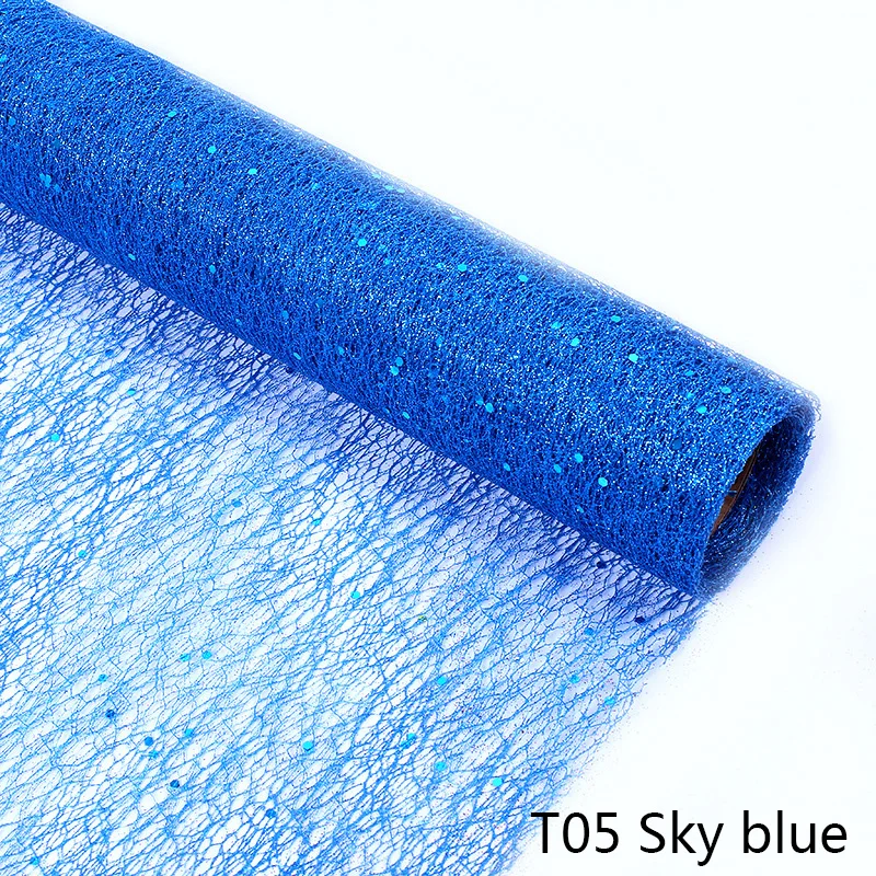 Sky blue 5 лет* 50 см проволочная ткань тюль рулон катушки ремесло Свадебная вечеринка украшения блестками обертывание органзы Чистая Марля Элемент настольная дорожка - Цвет: Sky blue