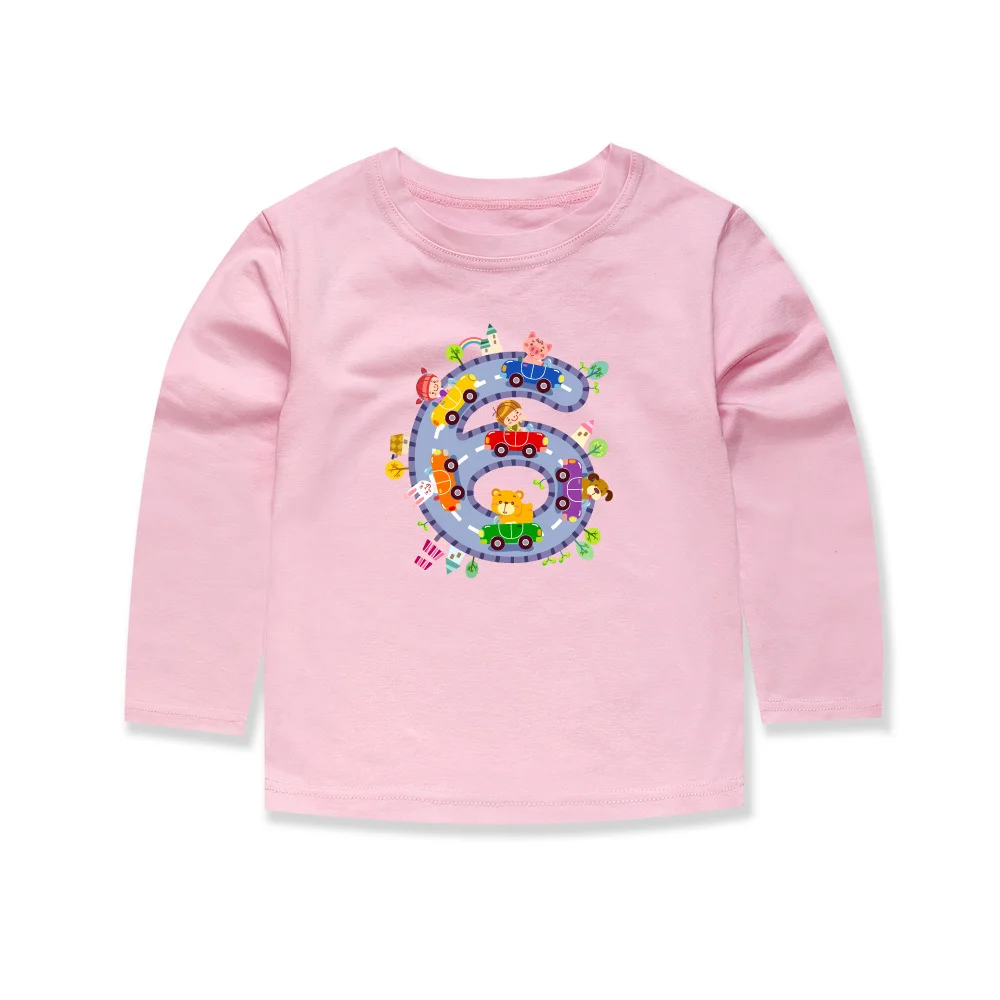 Lucky Six Number T Shirts Baby Tshirts Children Cotton Full Sleeve Summer Spring Autumn T-shirts Clothes | Мать и ребенок