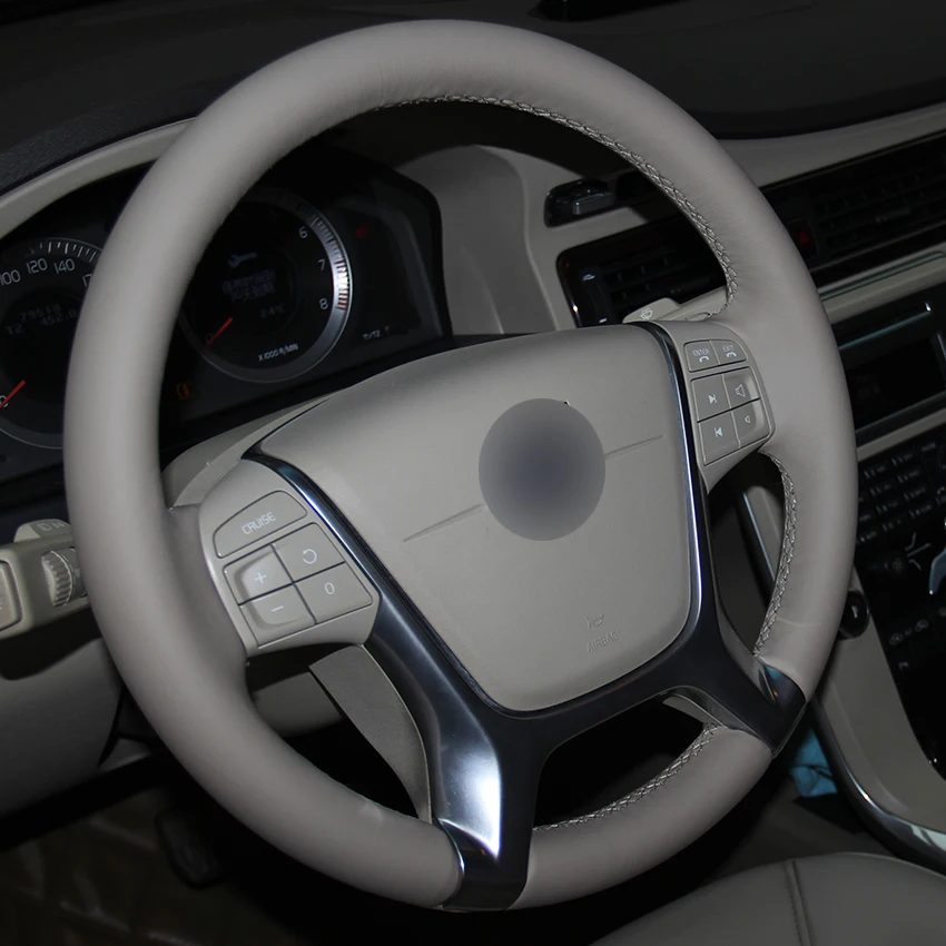Beige Natural Leather Car Steering Wheel Cover for Volvo S80 2010 XC60 2010-2013 XC70 2011 | Автомобили и мотоциклы