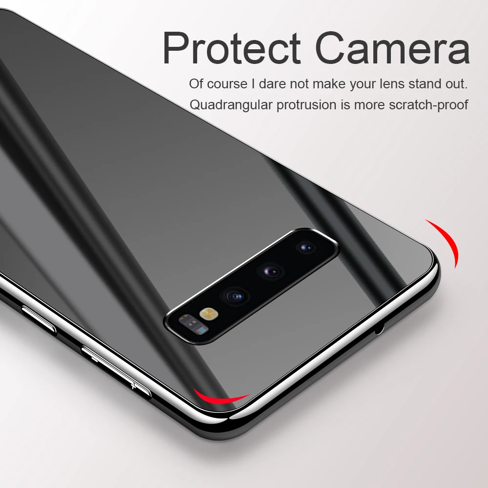 

IQD for Samsung Galaxy S10e S10 S9 Plus Case Mirror glass TPU Protective Cover Note 10 Plus 9 8 New Design Phone Cases fashion
