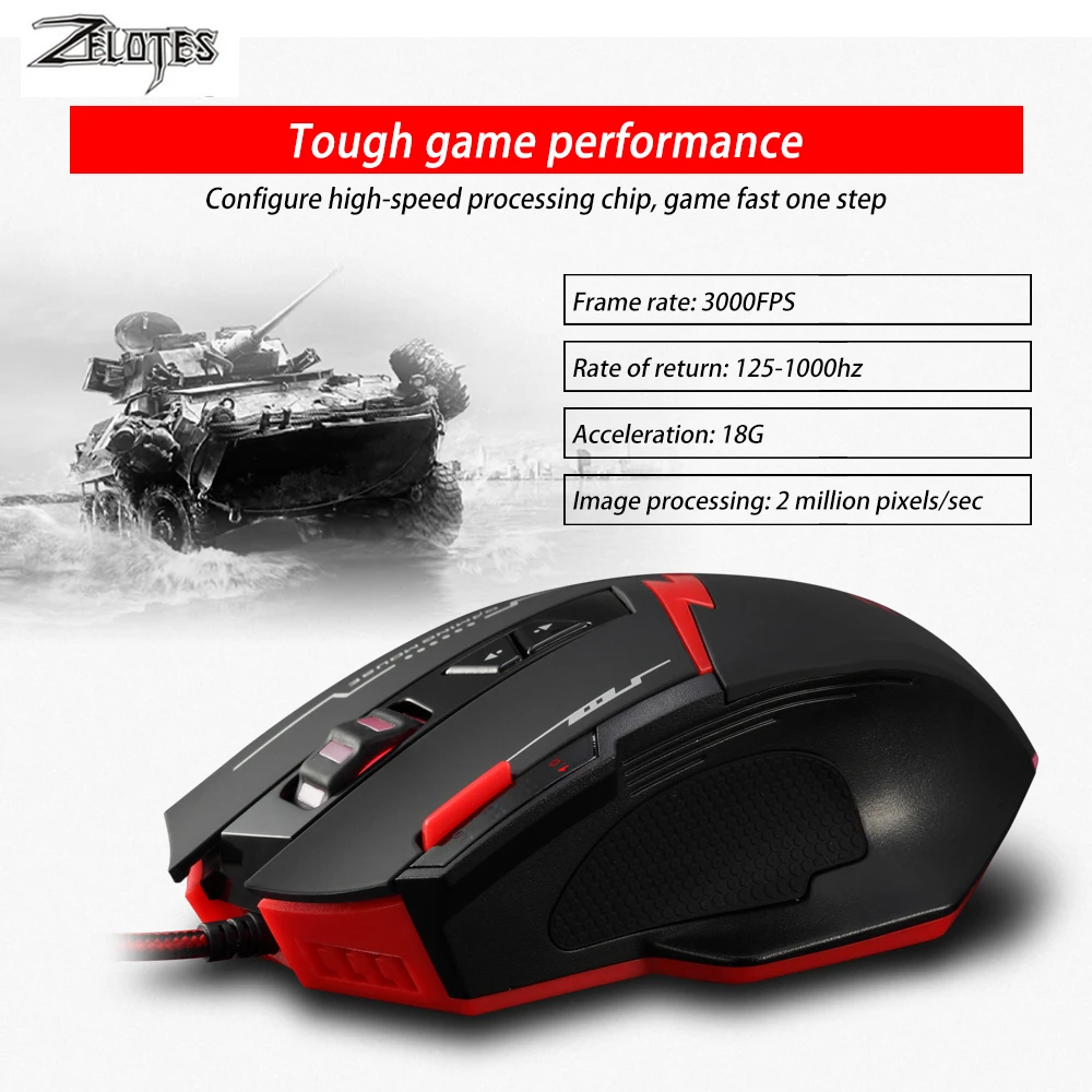 Zealot C 8 программируемый светодиодный оптическая USB игровая мышь 2500 dpi кнопок