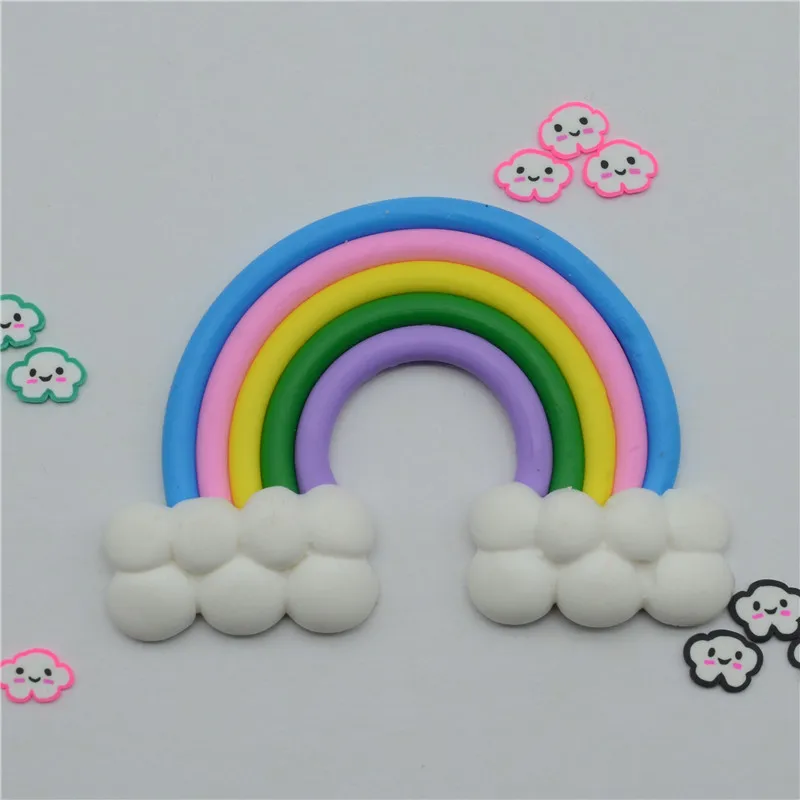 Rainbow 3 5 шт. красота Kawaii облако спираль Радужный леденец Конфеты Полимерная глина Кабошоны с плоской задней поверхностью для DIY украшения телефона - Цвет: Rainbow 3