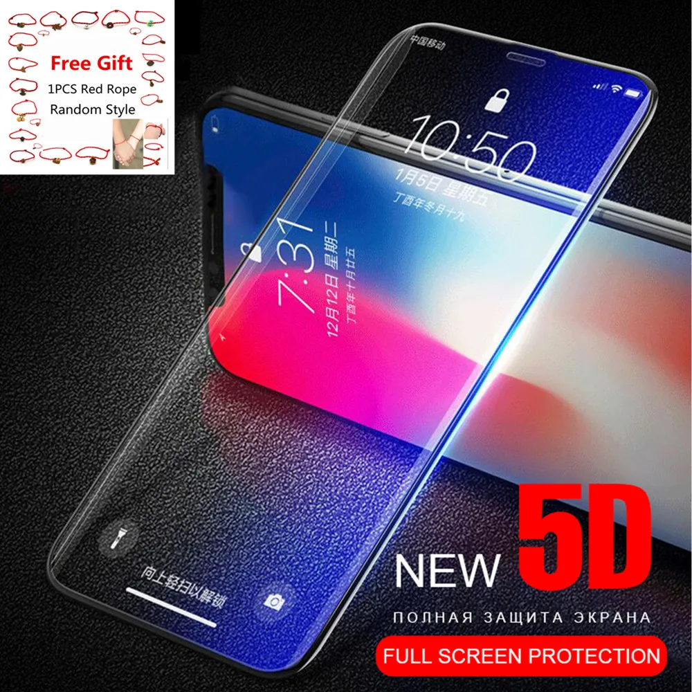 5D закаленное стекло для iPhone 7 8 Стекло 6s 6 plus Защита экрана полное покрытие пленка