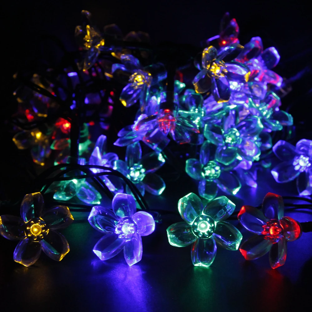 Солнечная сказочная гирлянда для праздников 21ft 50 LED многоцветный сад