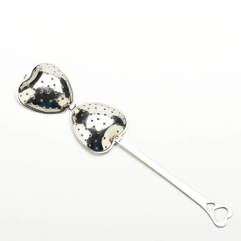 Stainless Steel Handle Shower Ice Cream Tea Coffee Strainer Spoons Heart Shape Tea Infuser Spoon Strainer Steeper