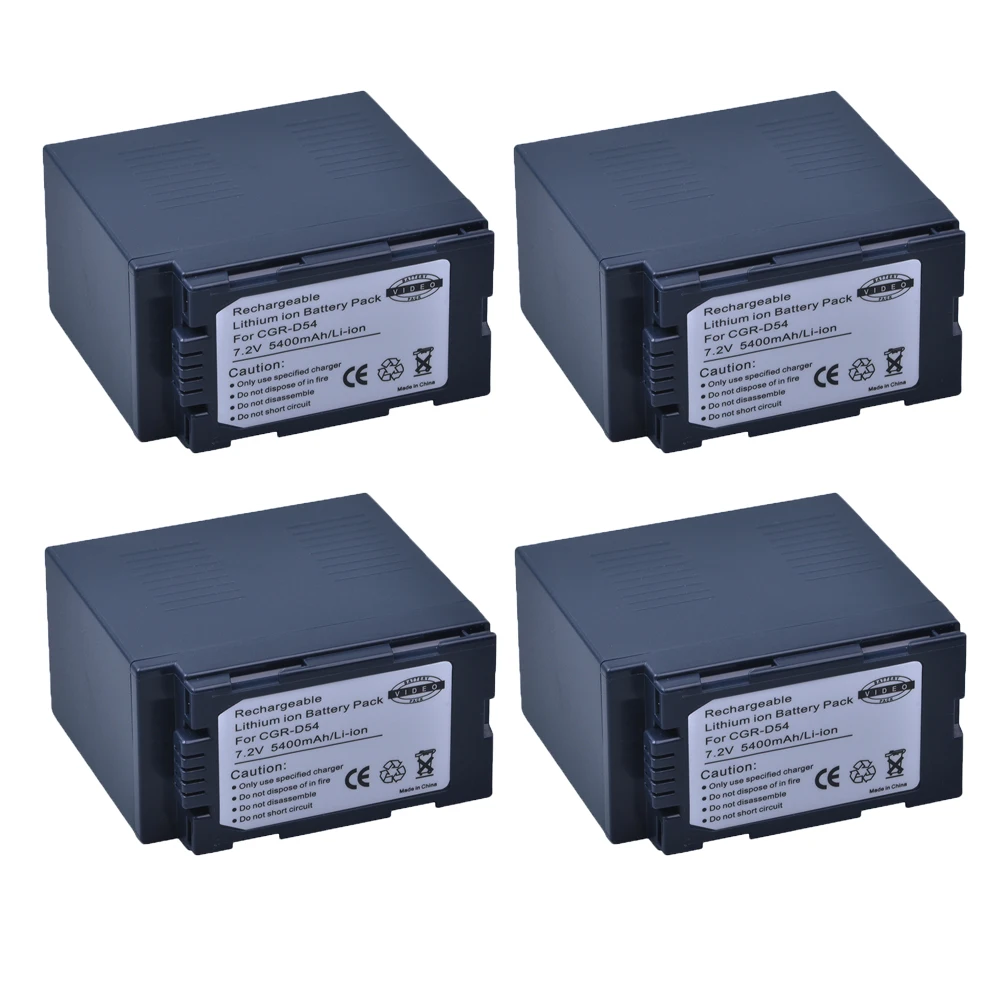 

4 шт. 5400 мАч CGA-D54 CGA D54 D54S батарея для камеры Panasonic CGA-D54 Panasonic AG-AC8PJ AG-AC90A AG-HPX250 HC-X1000