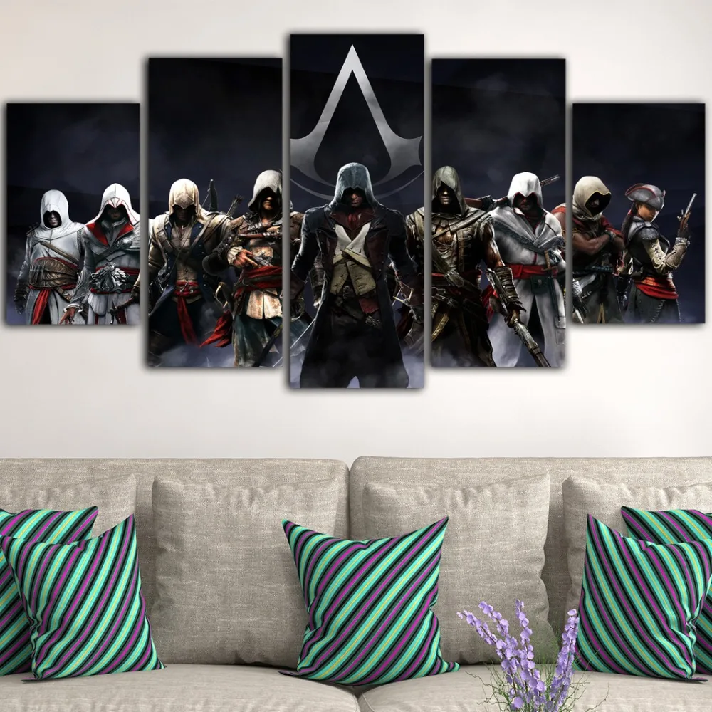 5 шт. холст печать скандинавский домашний декор Assassins Creed плакаты Искусство Холст