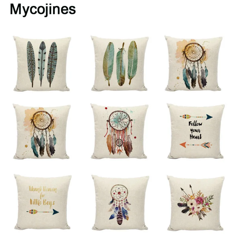 Современные красочные Наволочки с принтом Ловец снов и перьев подарочные
