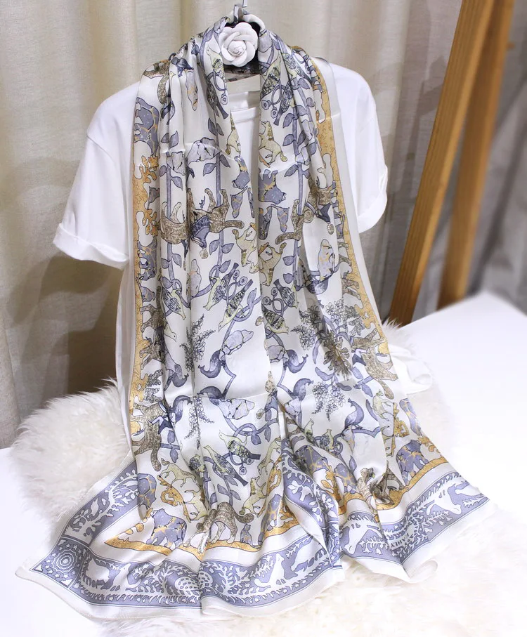 Animal Kindom Printed Elegant 100% Silk Georgette Scarf All-season Pashmina Scarves Women Accessory Drop Shipping ZSCJ38 |