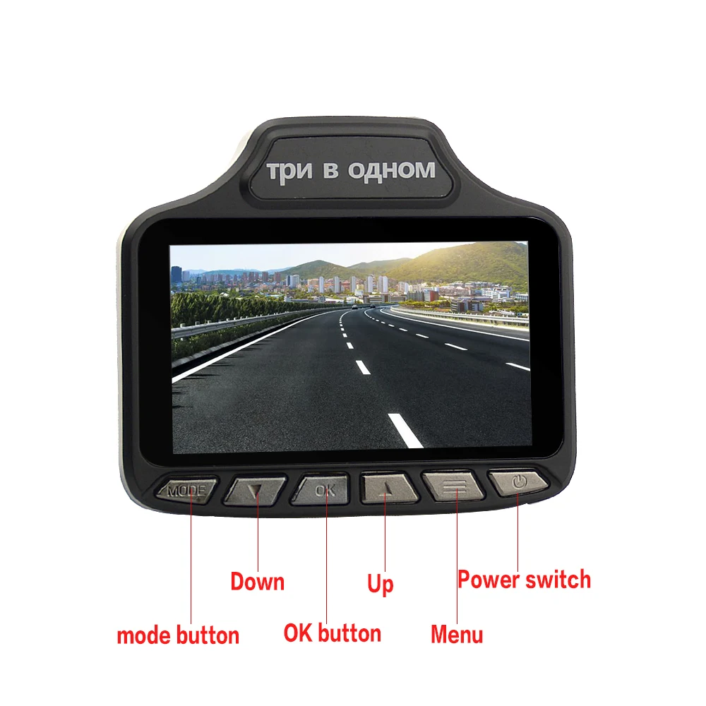 Автомобильный видеорегистратор OkeyTech 3 в 1 0 дюйма 1080 P с ночным видением GPS датчиком