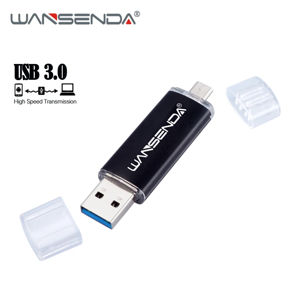 

WANSENDA OTG USB флеш-накопитель, USB 3,0, 256 ГБ, 128 ГБ, 64 ГБ, 32 ГБ, 16 ГБ, 8 Гб