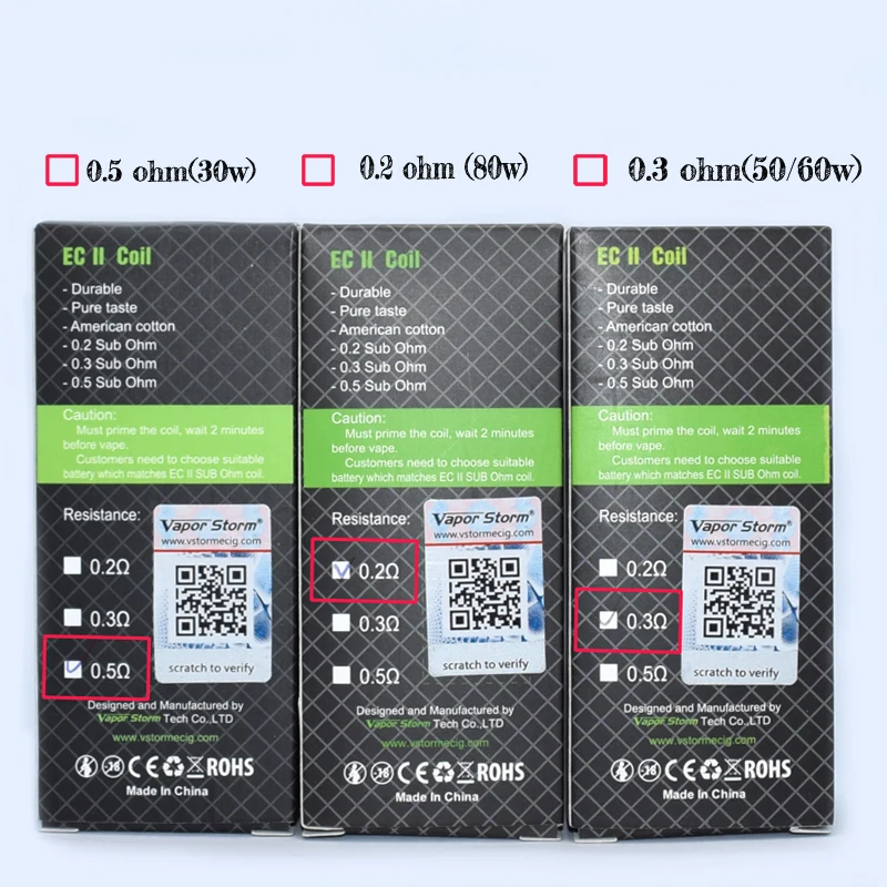 5 шт./лот оригинальная электронная сигарета атомайзер катушка EC II танка 0.3ом 0.5ом