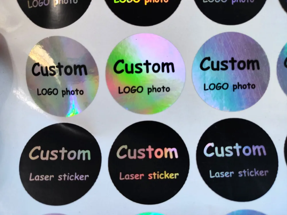 100, Silver laser Customized text logo, Wedding Stickers, Invitations Seals, Candy Favors Gift Boxes Labels, On White Adhesive