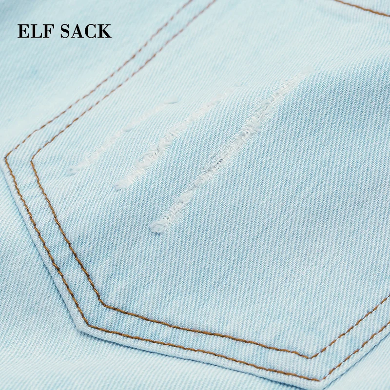 Женские длинные джинсы ELFSACK хлопковые контрастные лоскутные брюки оверсайз