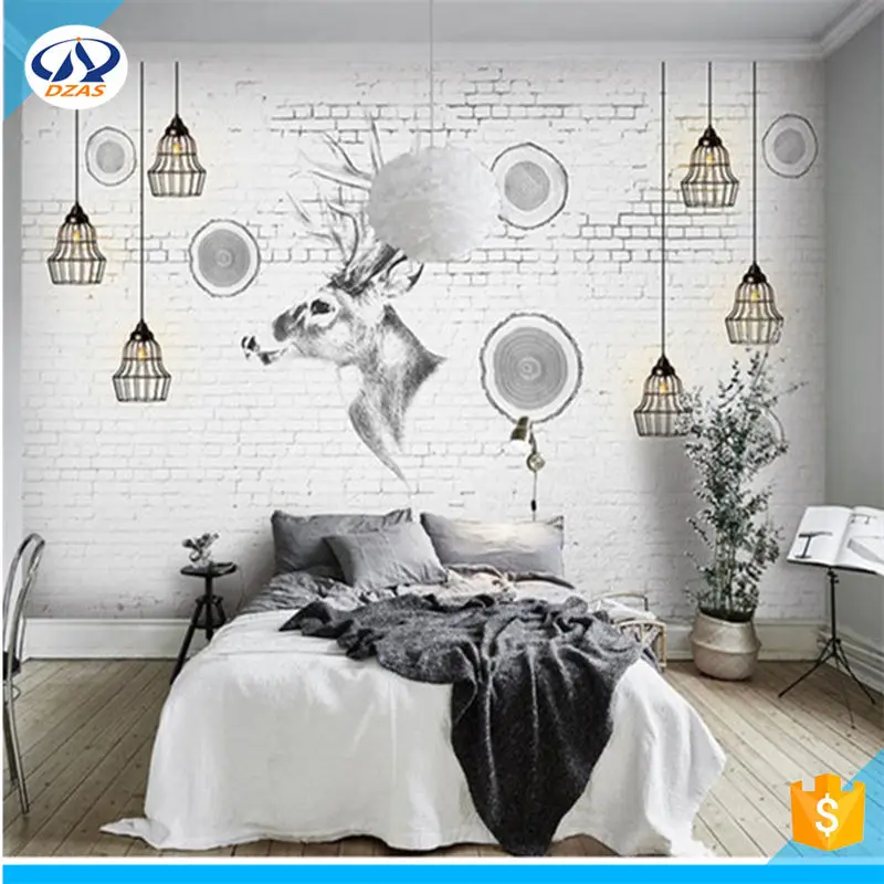 

2018 WH-DZAS TV background wall paper bedroom 3D Nordic simple non-woven mural
