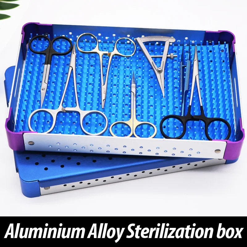 Aluminum alloy surgical sterilizing box can sterilize ophthalmic tools under high temperature and high pressure