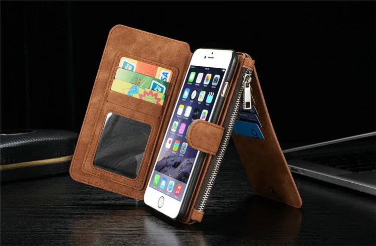 Brown Для iPhone 6 6s 7 8 Plus iPhone 11 Pro Max Чехол кошелек карта кожаный чехол для телефона для iPhone XS чехол для Max XR для samsung S10 S9 - Цвет: Brown