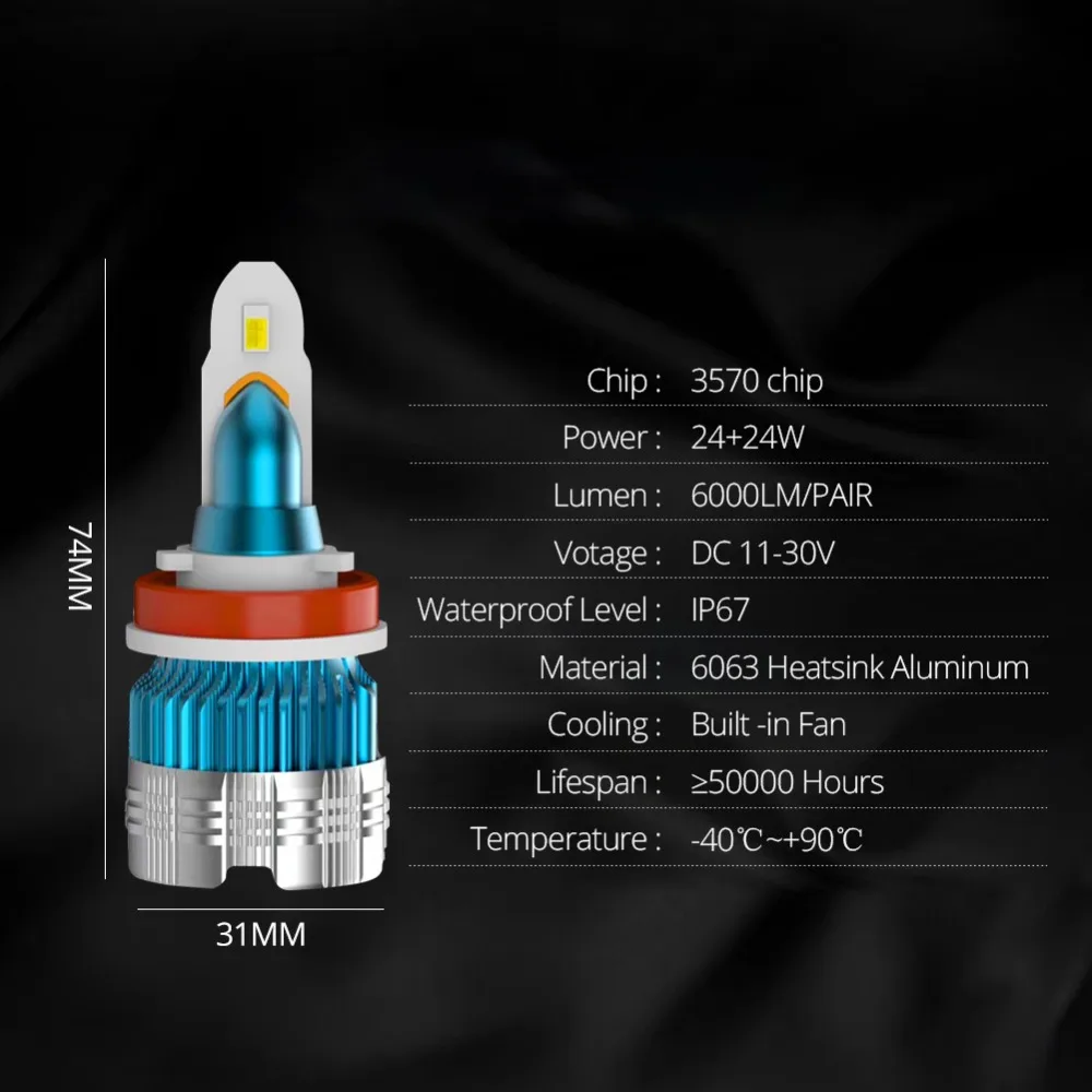 Aceersun Мини Тонкий H4 светодиод H7 Автомобильные светодиодные лампы фар 3570 чип