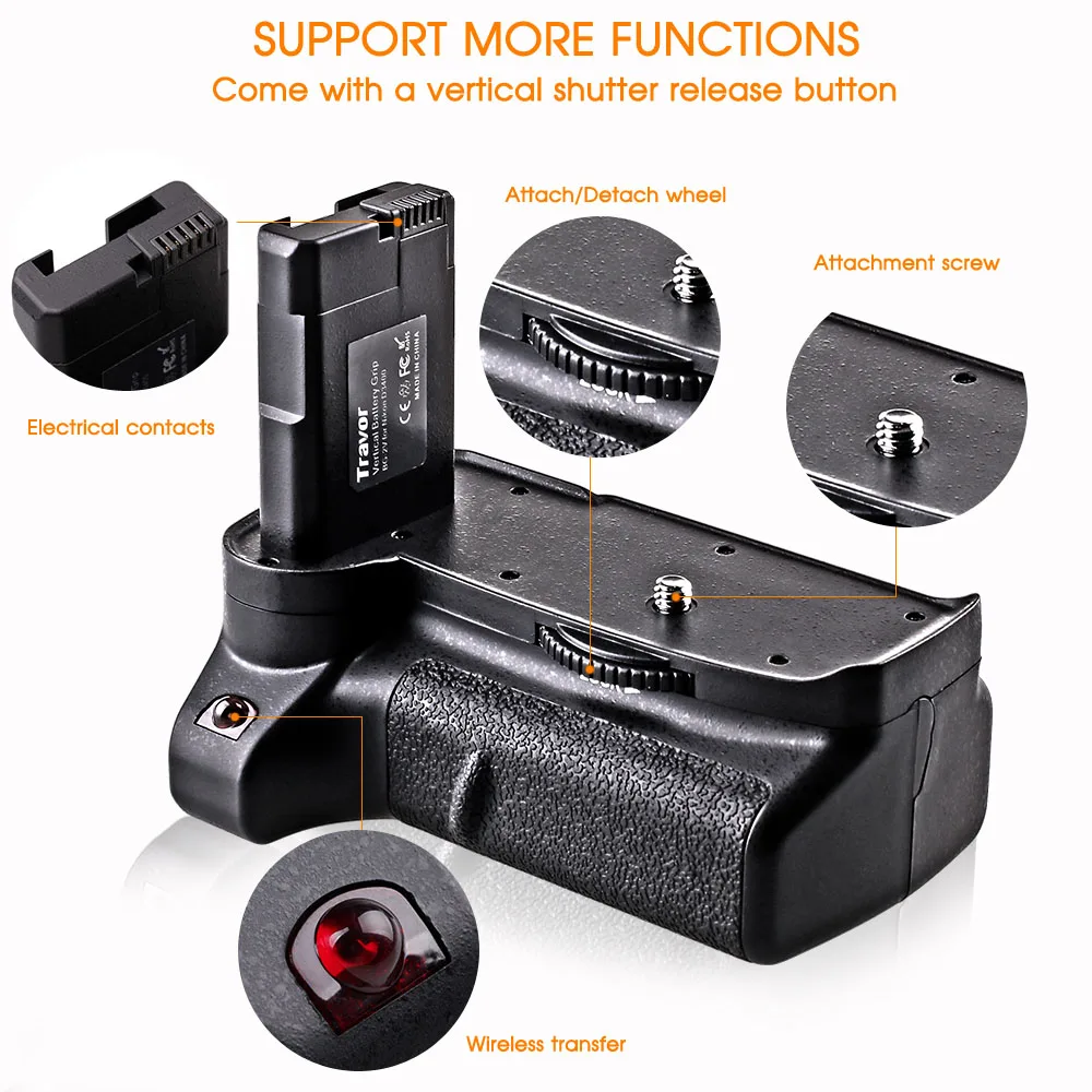 Вертикальная Батарейная ручка Travor для Nikon D3400 батарея камеры DSLR работает с