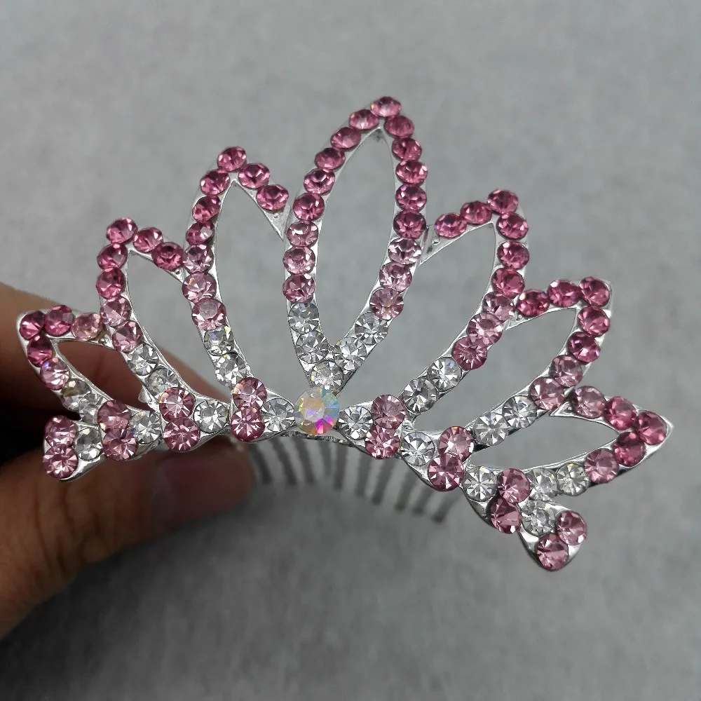 Handmade Crown hair combs Bridal women crystal rhinestone girl tiara head jewelry wedding party accessories ornaments W41 |