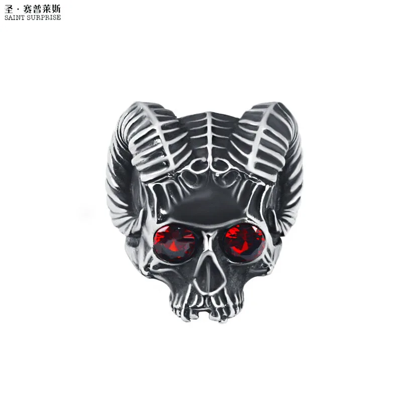 Fashion Steampunk Jewelry Horn Punk Biker Skull Finger Ring Vintage Big Rings For Men Best Birthday Gift | Украшения и аксессуары