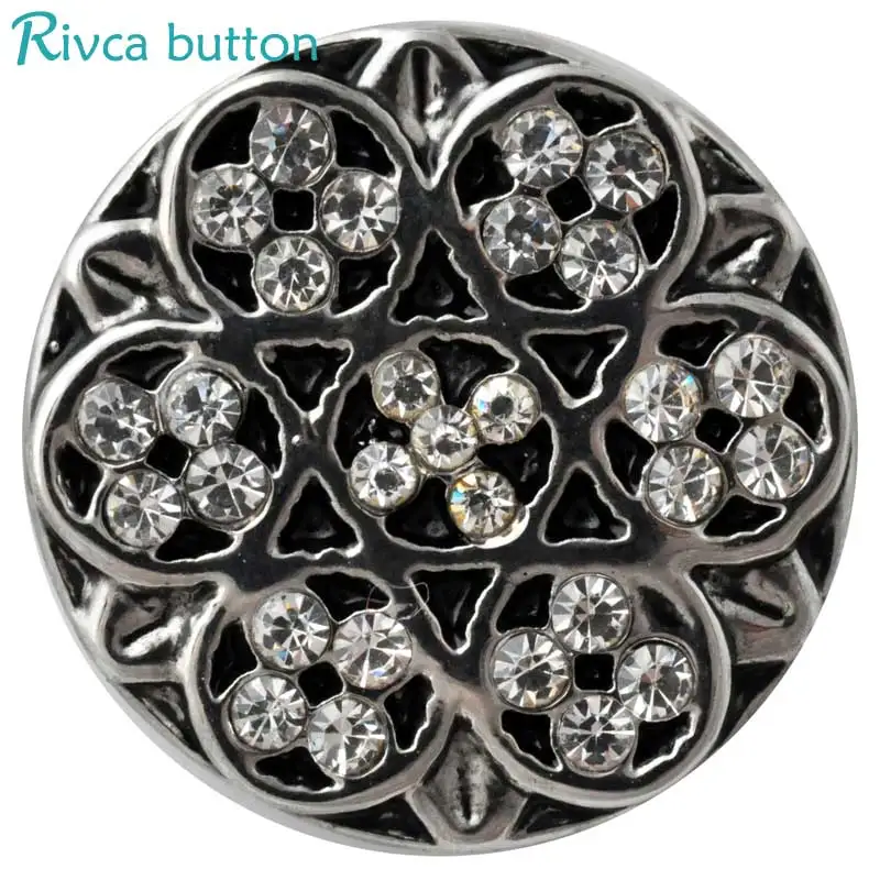Rivca Snap Button Jewelry Rhinestone Styles Metal Charm DIY 18mm Bracelets For Women Christmas Gift D03029 | Украшения и