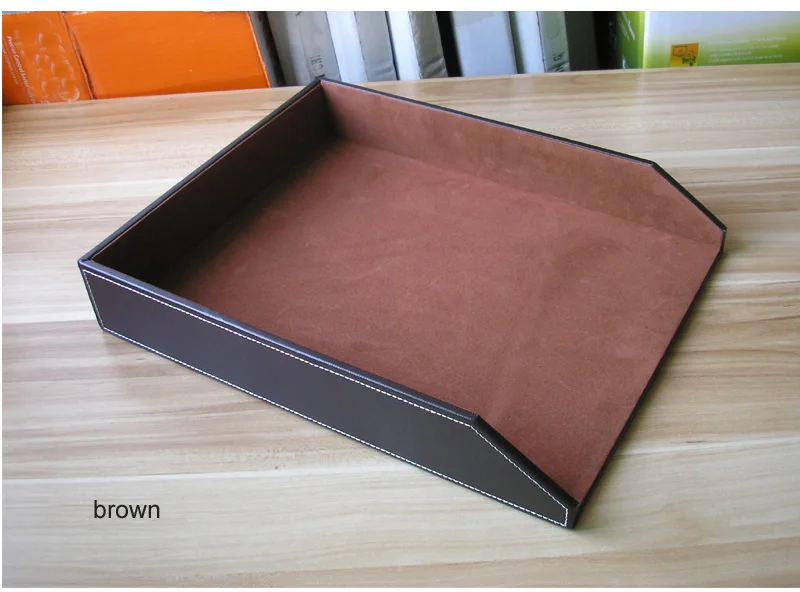 Папка органайзер для хранения документов из кожи и дерева|document tray|desk filepaper tray