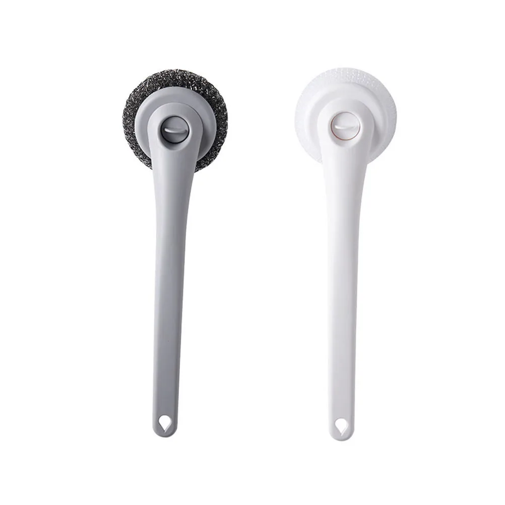 2PCS White And Black 2 шт. многоцелевой длинной ручкой щетка для чистки настенное блюдо щетка для мытья многоразовые бытовые инструменты для уборки на кухне аксессуары очиститель - Цвет: 2PCS White And Black